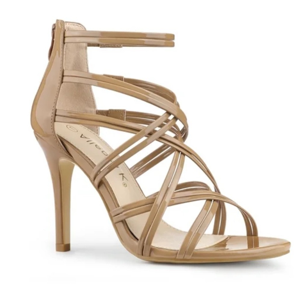 Allegra K nude Strappy Heels with Stiletto Design - Picture 1 of 4